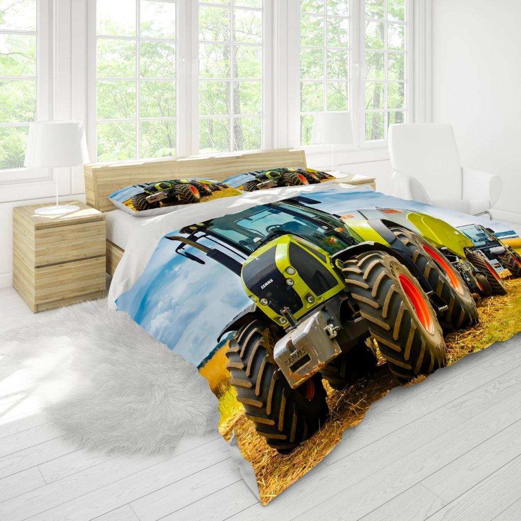 3pcs Green Field Truck 3D Printed Bedding Set Cozy Comfortable Duvet Cover King Queen Twin Size Birthday Gift Bedroom Decoration