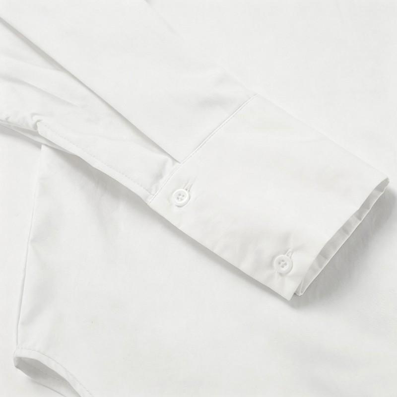 Womens Loose Fit Cotton Button-Down Shirt White Casual Office Blouse 2026