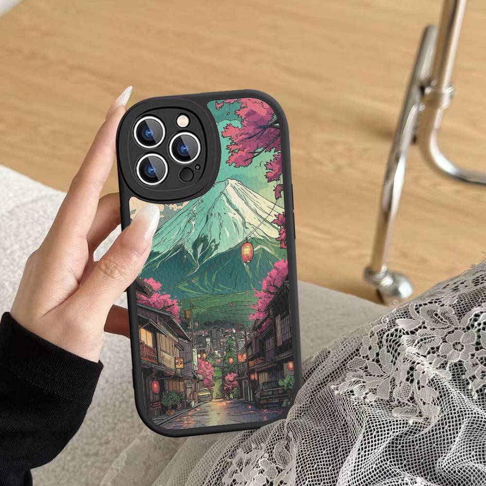 Fuji Mountain Osaka City Landscape Phone Case Hard Leather For IPhone 16 15 14 13 12 Mini 11 14 Pro Max Xs X Xr 7 8 Plus Fundas