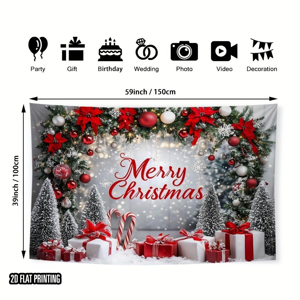 Festive Christmas Scene Tapestry, Polyester Wall Hanging For Holiday Home Decor, Office And Garden Celebration With Easy Setup