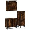 3 piece bathroom furniture set smoked oak wood based material