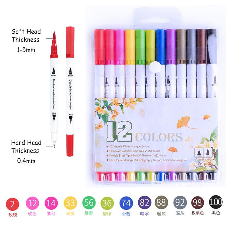 

24/48/60/80/100 цветов двухголовочный смываемый цветной маркер набор художественных принадлежностей для художника корейские канцелярские принадлежности для школы