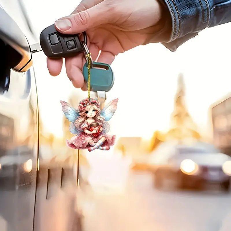 Unique Acrylic Car Pendant Charming Cartoon Design Versatile Home Decor Accessory