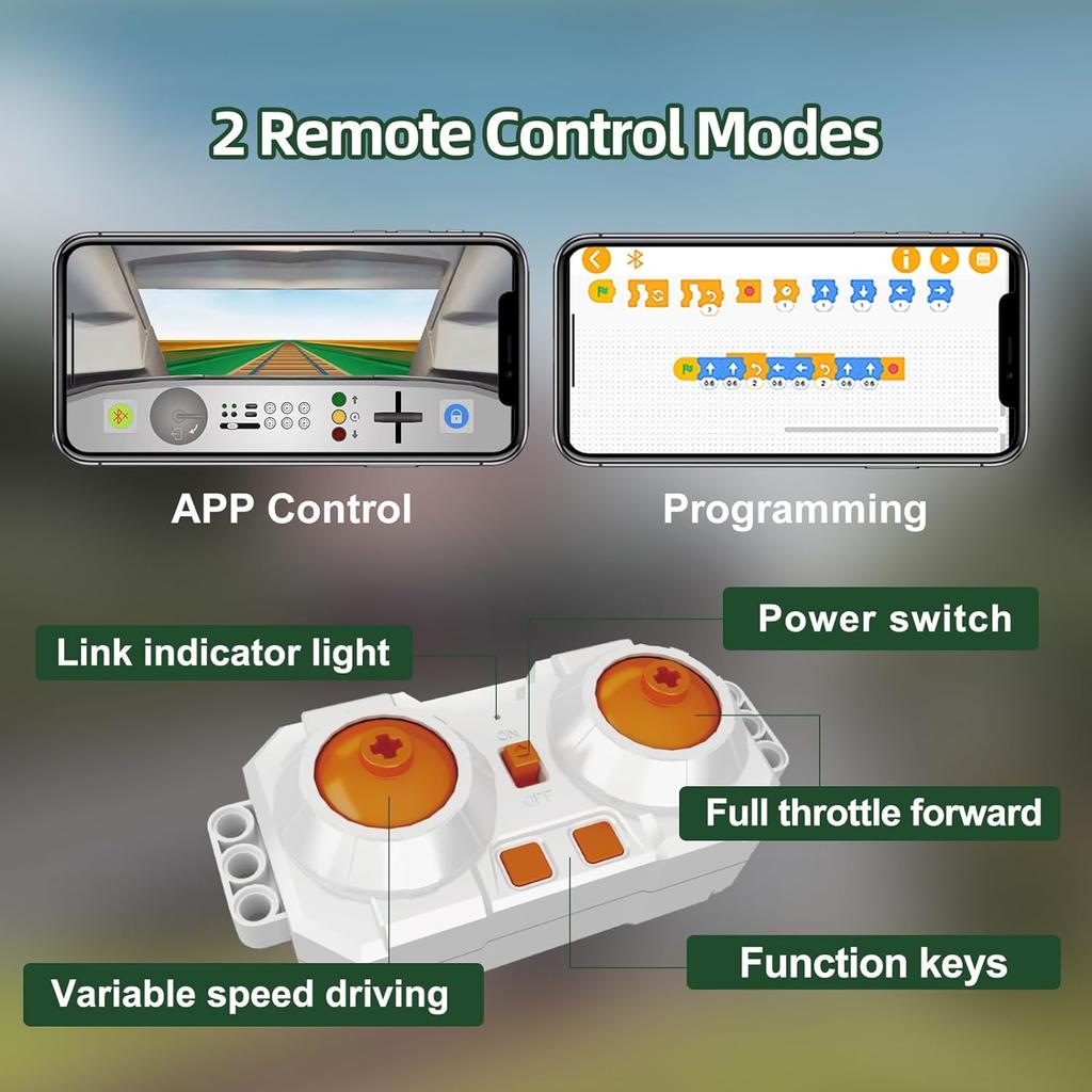 Mould King 12024 Technical Car Building Block Remote Control Steam Locomotive with Train Tunnel Part Model Kids Christmas Gift