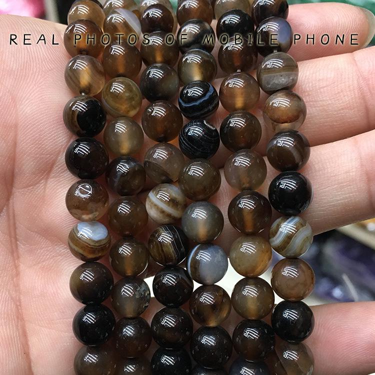 Coffee Color Striped Agate Natural Stone Beads for DIY Jewelry Making 6mm, approx. 62 beads, 20g