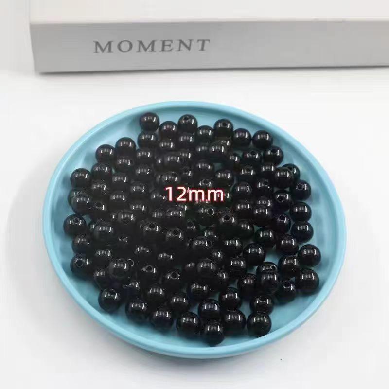 Ručně vyráběné černé korálky s rovnými dírkami pro DIY šperky a řemesla: Panenkovské oči, náhrdelníky, náramky a další