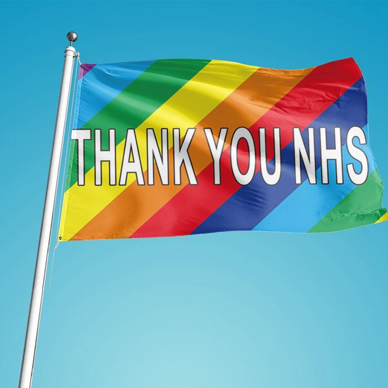 Premium Quality Thank You Nhs Flag In Red Blue White And Rainbow 3x5 Feet