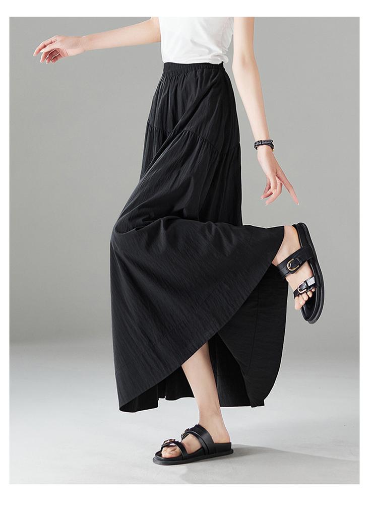 Asymmetric design high waisted skirt 2026 summer fashion versatile mid length A-line umbrella skirt