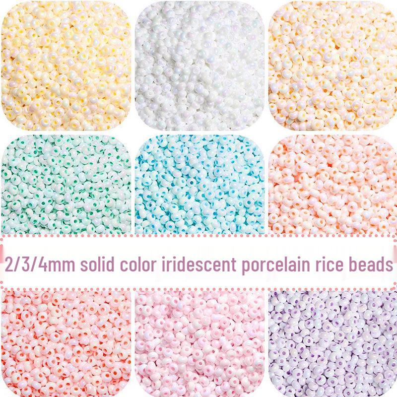 Iriserende porselensfrøperler: 2/3/4mm Ensfarvet, Ideell for DIY Armbåndslaging