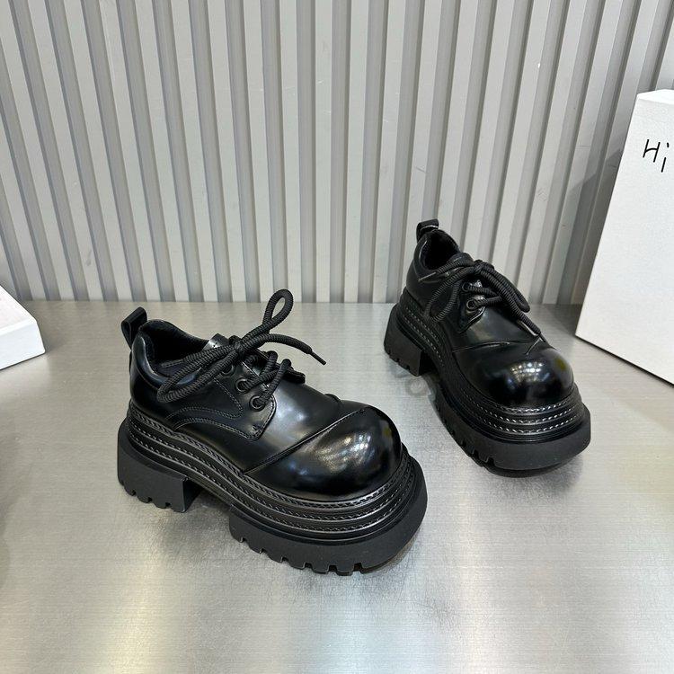 

British style loafers women s muffin platform small leather shoes women s 2025 new retro black shoes women s shoes are versatile 39 чорний