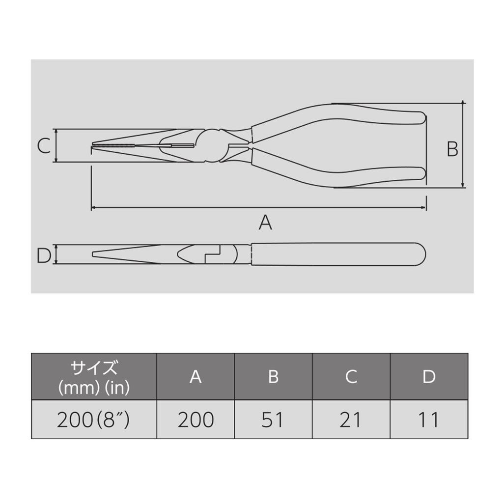 Victor Pliers Molded 200mm Long-nose (with Cover) 282A-200