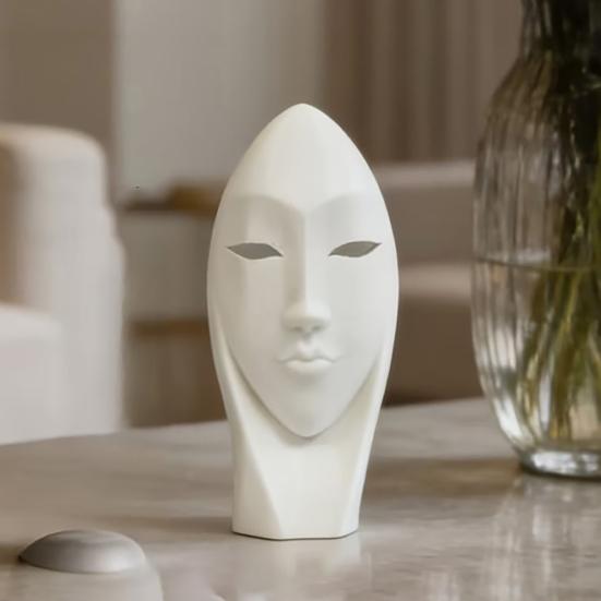 Abstract Face Art Desk Statue 3D Printed Minimalist Modern Face Sculpture for Home Office Desktop Shelf Mantel TV Stand Decor