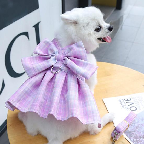Yousheng Pet Harness Leash Plaid Pattern Adjustable Breathable Pet Cats Puppy Chest Strap Dress Traction Rope Kit for Pet Training