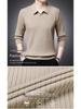Autumn Winter 2025 Versatile Men's Knit Pullover Sweater - Long Sleeve Lapel Style for Casual Business Fashion