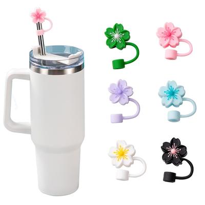 Cute Flower Straw Covers Cap For Stanley Cup 40oz Tumbler Accessories KawaiiSilicone Straw Toppers Protector Cap For 10mm Straws