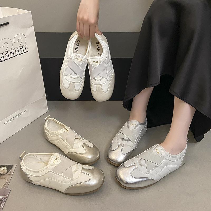 Fashion Flat Mary Jane Shoes for Women 2025 Autumn New Ballet Women Sneakers Large Size Fashion Cross Elastic Band Female Shoes