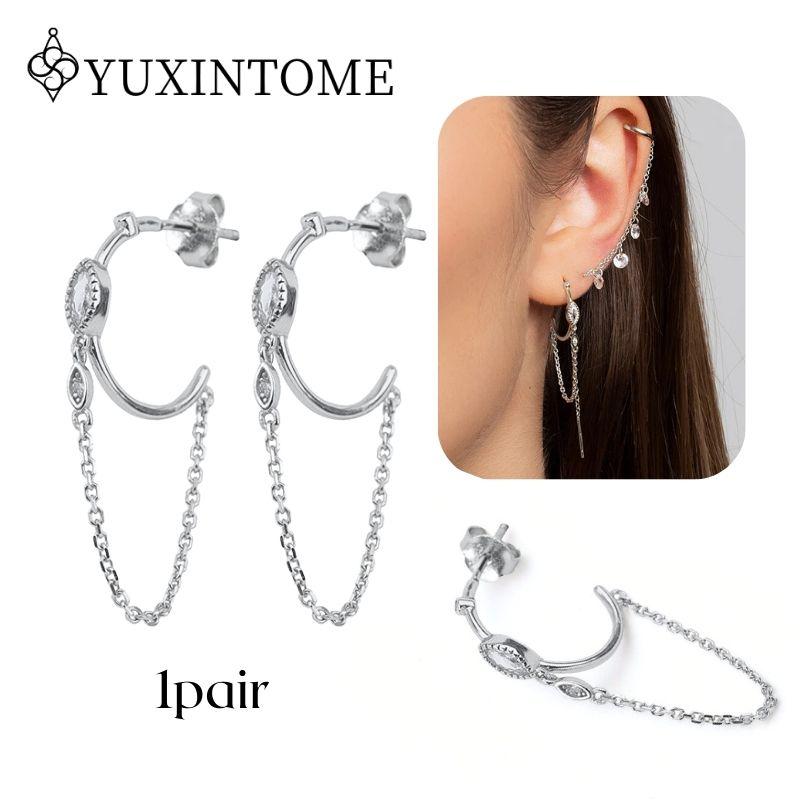 925 Silver Ear Needle Crystal White Zircon Silver Series Tassel Drop Earrings Luxury Fashion Party Jewelry Accessories