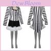 Vintage Gestreifter Beetlejuice Anzug Retro Schwarz Weiß Polyester Cosplay Outfit