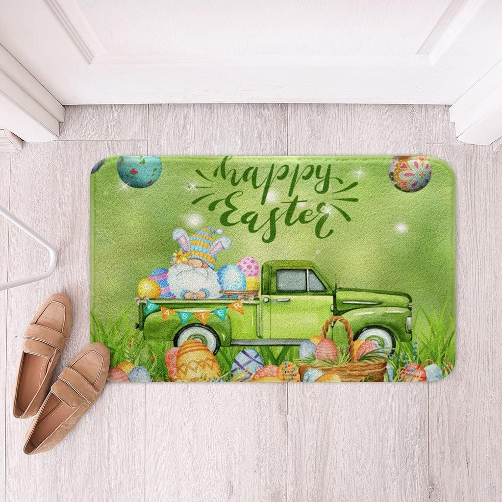 Cute Rabbit Carpet Kawaii Cartoon Bunny Rug for Boys Girls Lovely Animal Easter Rabbit Door Mat Non Slip Spring Flowers Bath Mat
