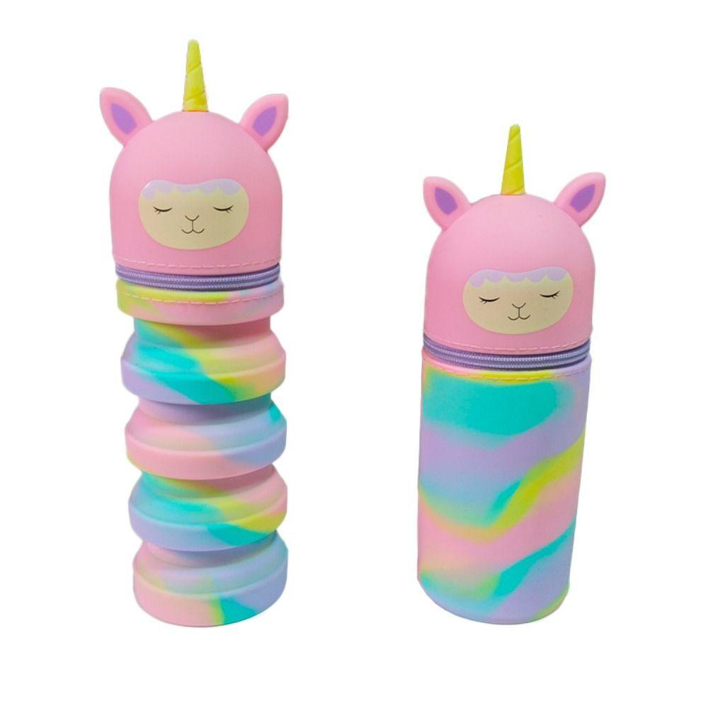 Straight/Folding Unicorn Pen Case Large Capacity Pen Holder for Students