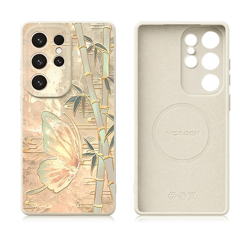 Ins Butterfly Flowers Case For Samsung Galaxy S26 S25 Ultra S24 Plus S23 S22 Ultra Magnetic For Magsafe Liquid Silicone Cover