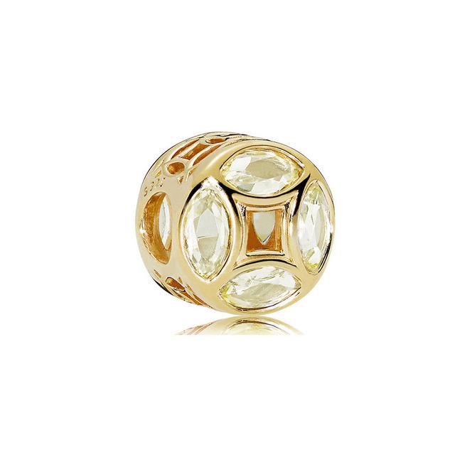 S925 Sterling Silver Shiny Gold Series Crown Lovely Pig Life Tree Beads Fit Original Bracelet DIY Women's Jewelry