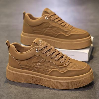 Xiaobai Men's Shoes New Spring Breathable Versatile Casual Leather Shoes Spring and Autumn Sports Thick-soled Heightening McQueen Board Shoes
