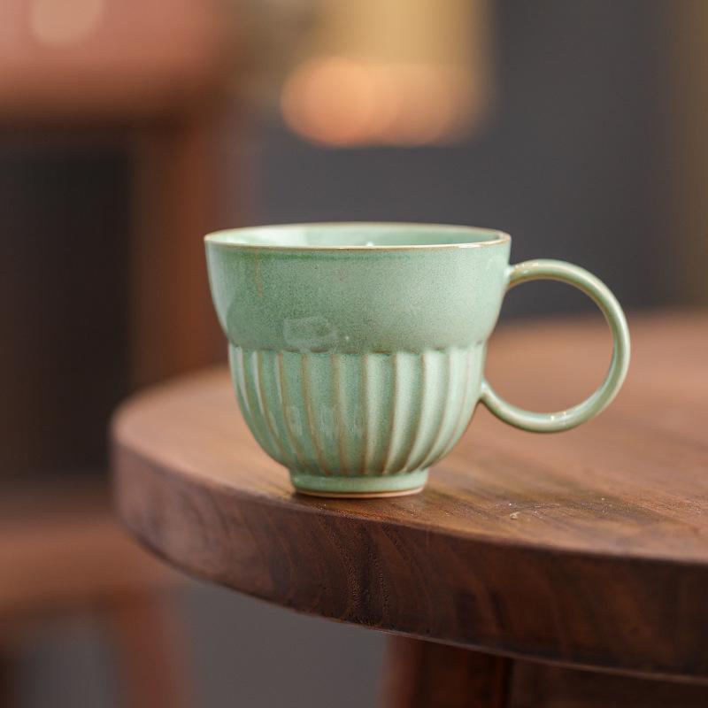 Nordic Ceramic Coffee Cup Latte Latte Flower Afternoon Tea Cup High Value Household Water Cup Mug