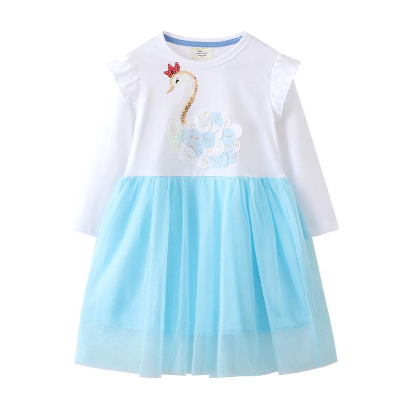 

2025 Spring Girls Long Sleeve Lace Princess Dress - European & American Style for Small to Medium Children 4T for height 95-100 cm