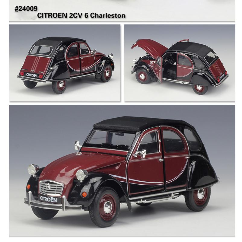 1/24 Scale WELLY Model Car Diecast Dongfeng CITROEN 2CV 6 Charleston Classic Alloy Car Toy Vehicle Metal Toy Car for Kids Gift Collection