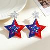 American USA Flag Earrings for Women Patriotic Red White Blue Cubic Zircon Dangle Drop Earrings, 4th of July Independence Day