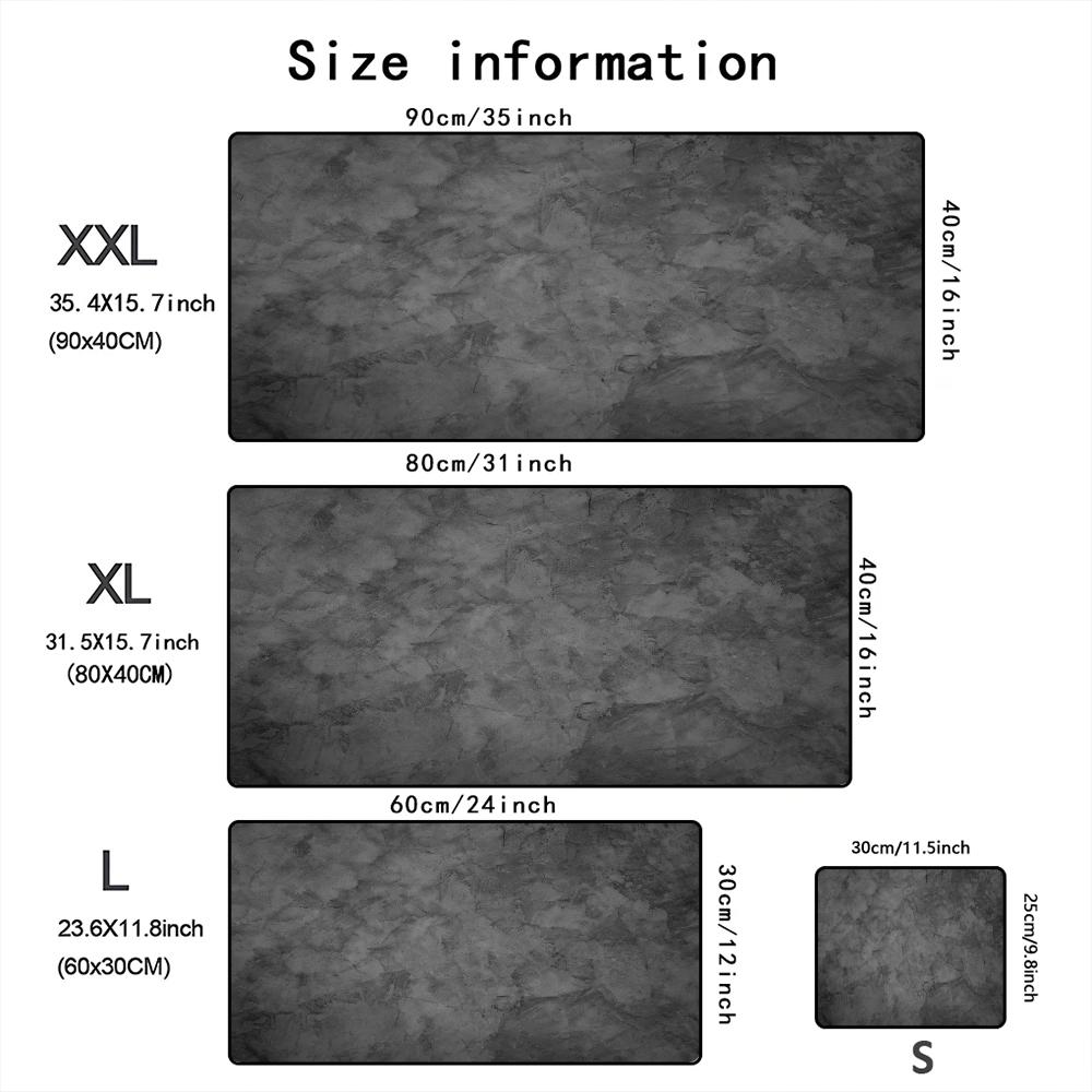 Dark Gray Distressed Texture Large Gaming Mouse Pad Waterproof Nonslip Desk Mat