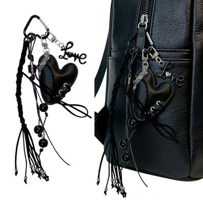 Portachiavi Ciondolo Fibbia Multifunzione da Appendere con Moschettone Cinturino in Ecopelle a Forma di Cuore Design Portatile per Borsa