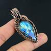 Handmade Copper Wire Wrapped Labradorite Pendant Necklace - Natural Blue Flash Gemstone Jewelry Unique Boho Statement Gift for Her