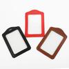 Fashionable ID Badge Card Holder Faux Leather Frame Clear Case Cover Lanyard