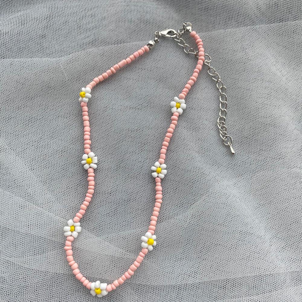 Bohemia Style Colorful Flower Beads Necklace for Women Girls Summer Vacation Decorations Necklace Beach Party Jewelry Gifts New