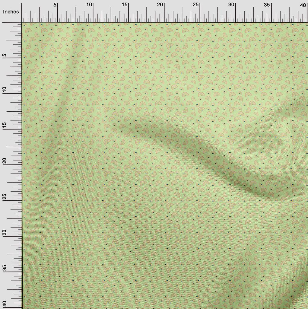 oneOone Cotton Flex Light Green Fabric Kids Rainbow Craft Projects Decor Fabric Printed By The Yard 40 Inch