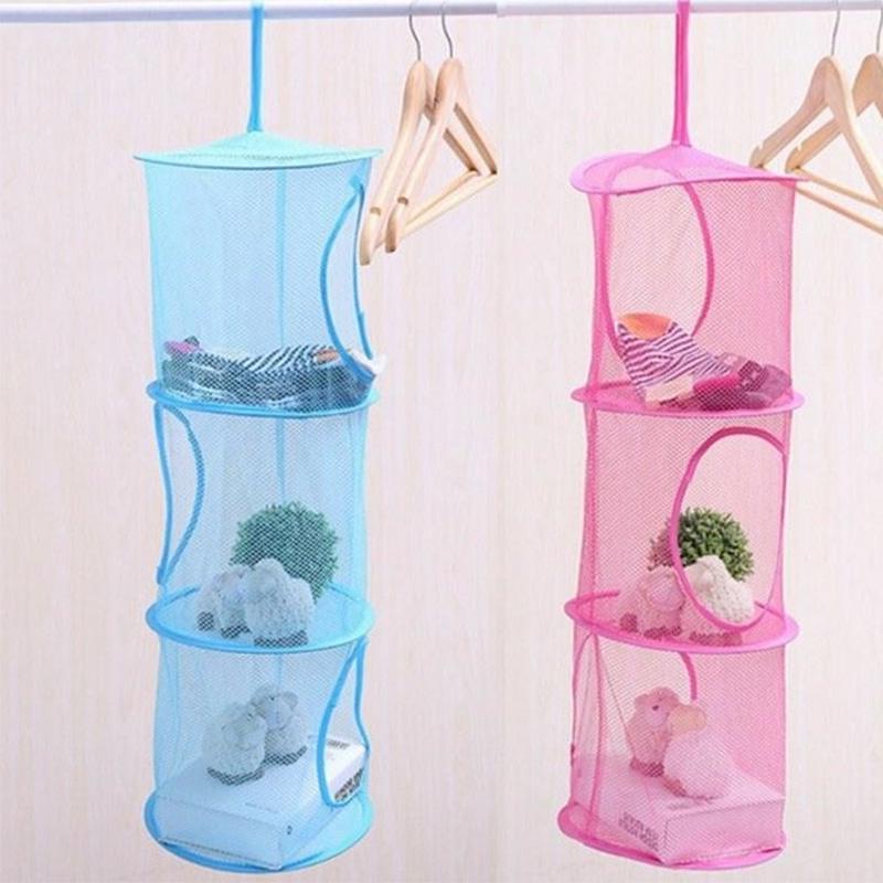 Buy Kids Room Foldable Hanging Mesh Storage Basket Toy Organizer at