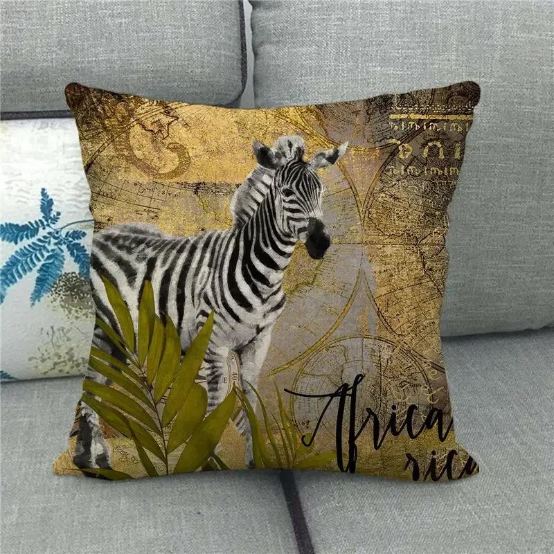 Lion Tiger Zebra pattern Double-sided Printed pillow cover Short plush Suitable living rooms bedrooms sofas throw cushion cover