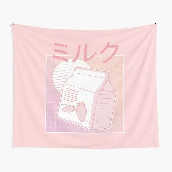 Arazzo Carino al Latte di Fragola Cartone Animato Rosa Fragola Appeso a Parete Arte per Stanza di Bambine Adolescenti Decorazione Coperta da Parete Rosa