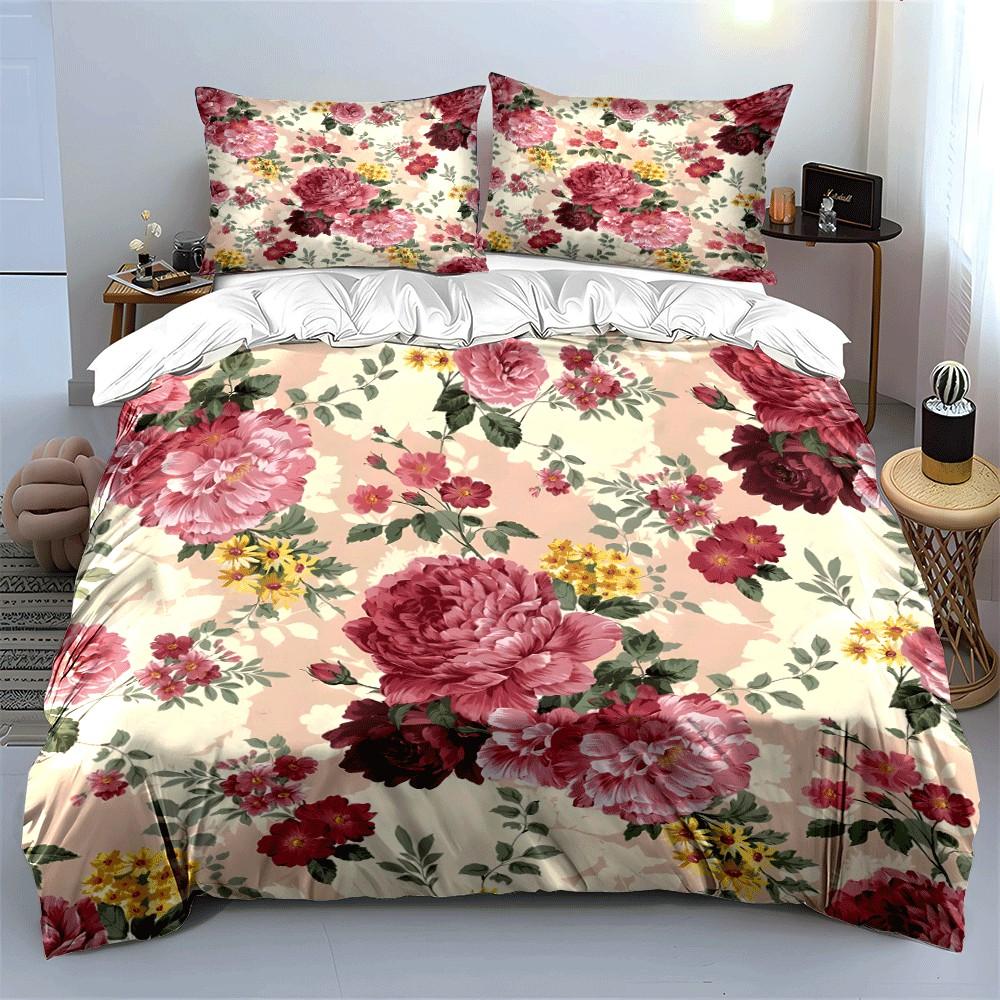 Floral Bedding Set For Home Decor Exquisite Three-Piece Bedding Set Gift For Kids And Adults