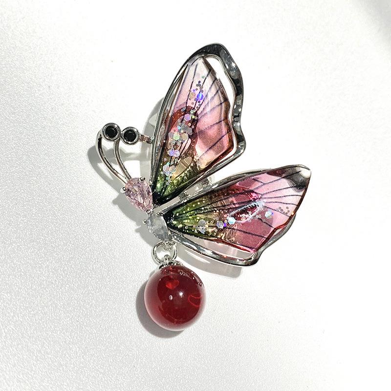 Bo Xin Yun Crystal Gradient Butterfly Brooch: Sweet Mori Style Pin for Women
