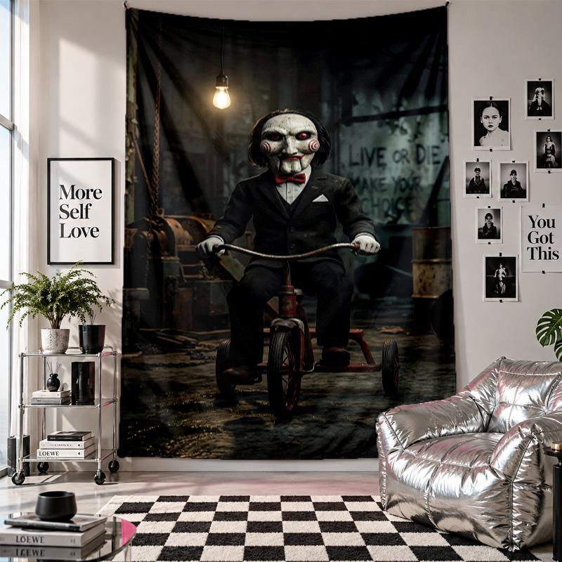 Wall TapestrySaw Billy the Puppet Art Hanging Cloth Decorative Background Cover for Room Decoration