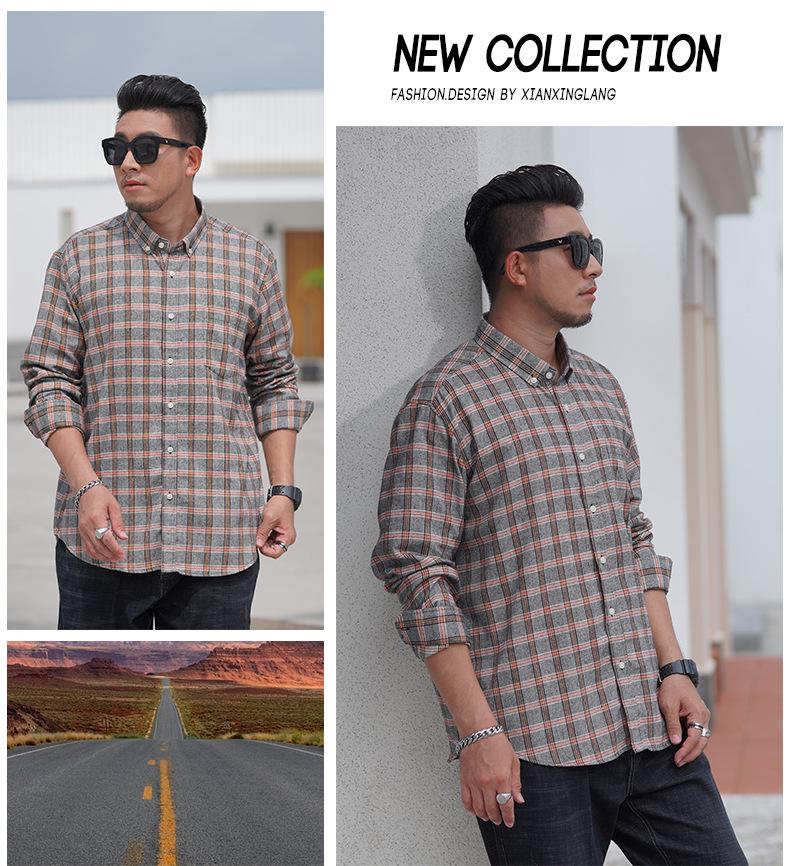 Camicia a quadri in flanella a maniche lunghe da uomo taglie forti Autunno/Inverno