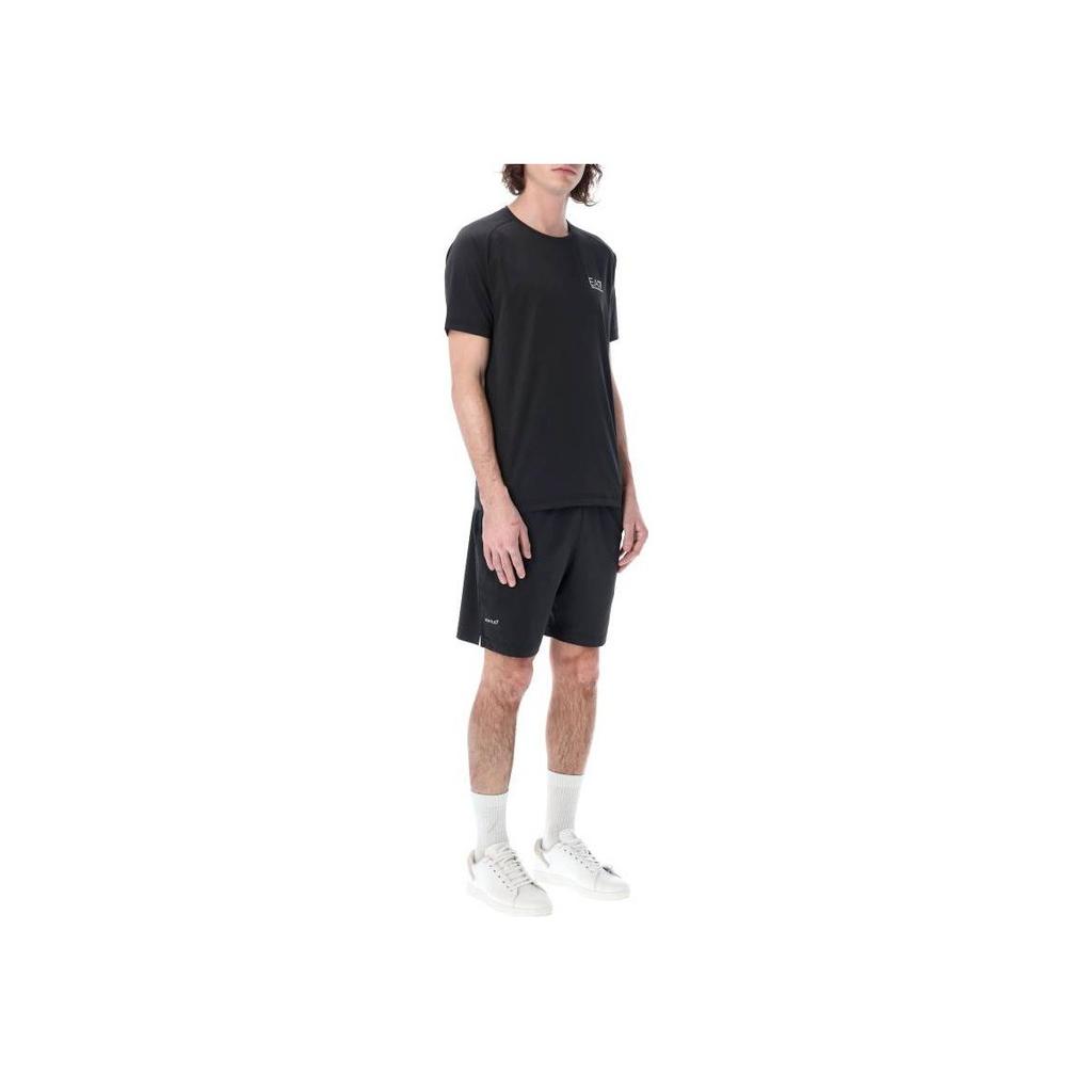 Emporio Armani EA7 Logo Print Crew Neck Short Sleeve Casual Sports Set Men sets Black 8NPV03-PNDDZ-1200
