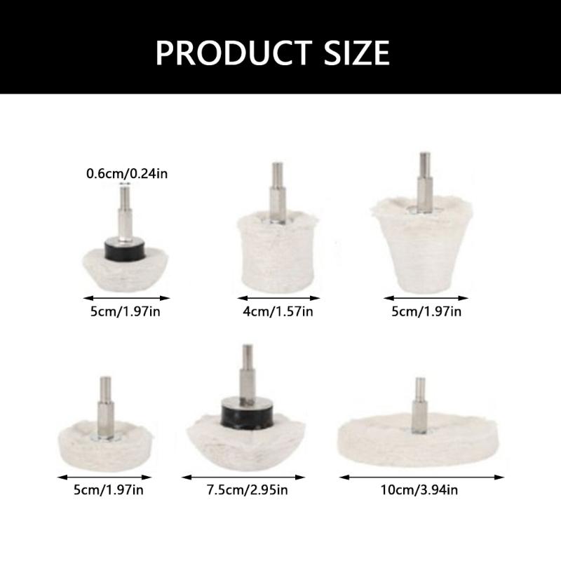 Heavy Dutys 6pcs Polishing Pad Buffing Wheel Heat Resistant Cotton Pad For Power Tool And Handheld Devices Attachment