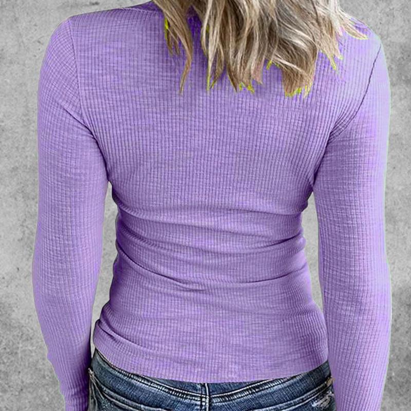 Sexy Base Shirt, Autumn and Winter, Long Sleeved, Top, Knitted Inner Layer, V-neck, Slim Fit, Basic Style, Solid Color T-shirt