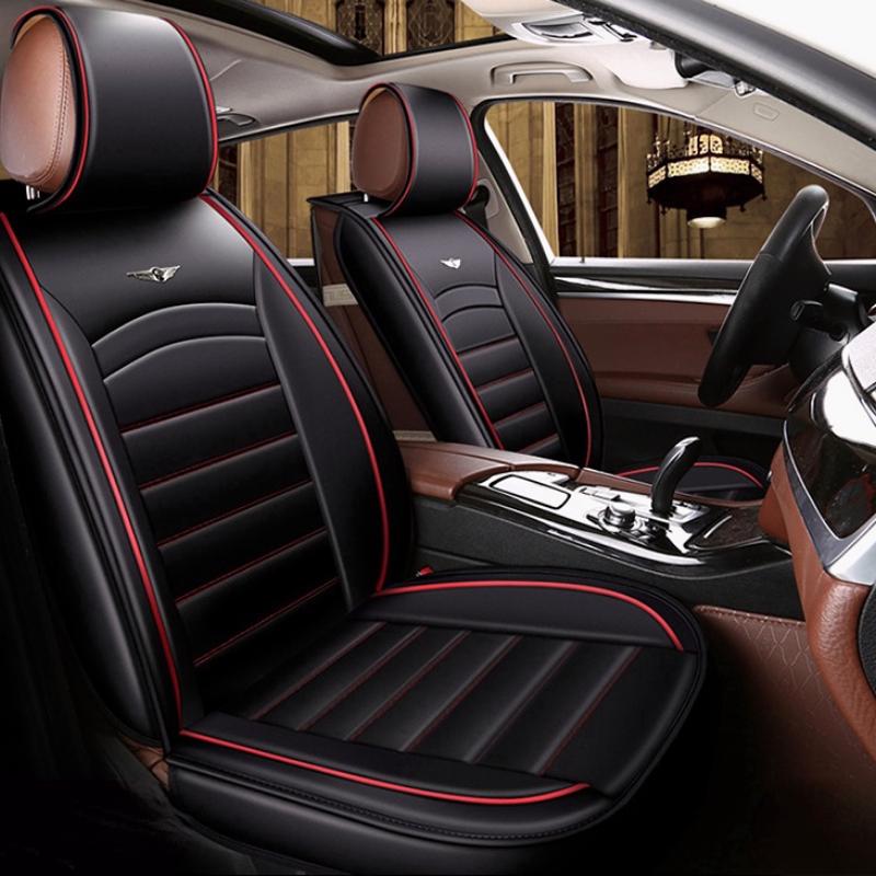 Car PU Seat Covers Set Luxury Car Seat Belt Cover Car Cushion Set Leather Car Seat Covers Universal Seat Covers for Cars Full Set