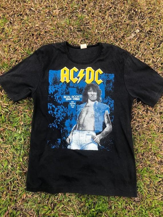 Бон Скотт Легенда ACDC Короткий рукав Черный Все размеры Подарочная футболка VC2006 Унисекс Футболка M