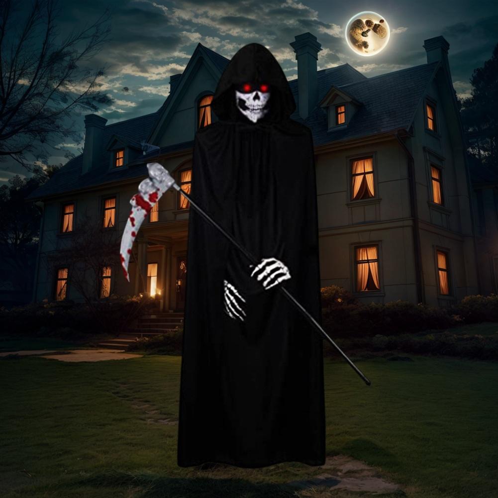 5PCS set Halloween Party Role Playing Kid Adult Death Black Cloak Halloween Skull Luminou Glasses/Mask Costume Prop Holiday Gift